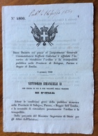 BOLOGNA PARMA REGGIO  - REGIO DECRETO 5/1/1869 ( ORIGINALE)  "..GEN.CADORNA PER RISTABILIRE L'ORDINE NELLE PROVINCE..." - Décrets & Lois