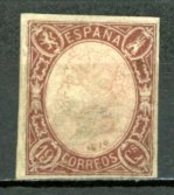 Espagne  1865  Isabelle II     Y&T   68    0bl     ---     Sans Gomme  --  Délavé  --  2ème Choix - Usati