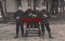 Carte Photo Militaire Allemand HAGUENAU-67-Bas-Rhin Hageunauer Sand Camp Soldat-Chope Bière-Bier-Beer - Haguenau