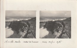 CARTE PHOTO SIOUVILLE Sentier Des Douaniers STEREOSCOPIQUE Daté 1908 (camp Anglais Tentes …) - Belle Ile En Mer