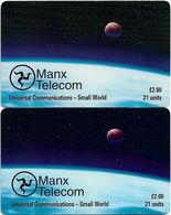 Isle Of Man - Chip - Universal Commun. - 2 Different Variant Serials (On The Right / No Letter B), 1997, Used - Man (Isle Of)