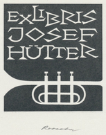 Ex Libris Josef Hütter - Roland Roveda (1928-2013) Gesigneerd - Ex-Libris