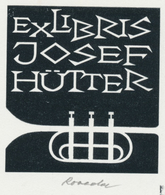 Ex Libris Josef Hütter - Roland Roveda (1928-2013) Gesigneerd - Exlibris