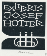 Ex Libris Josef Hütter - Roland Roveda (1928-2013) Gesigneerd - Ex-Libris