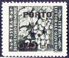 SLOVENIA - TRIESTE - ZONA B - LITORALE - PORTO - Sassone  14/IIdg  Sopras. INCOMPLETA - *MLH - 1946 - RARE - Segnatasse