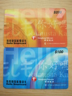 Hello Smart Card, Prepaid And Chip Double Uses Phonecard, 100$,200$ Facevalue, Two Cards - Hongkong