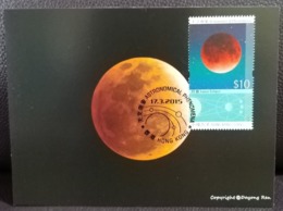 Astronomical Phenomena Lunar Eclipse Maximum Card 2015 Hong Kong From Stamp Sheetlet S/S Type F - Maximumkaarten