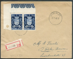 Affr. ARMOIRIES Liège (paire Du 3Fr50 Cdf) Obl. Sc HEVERLEE Sur Lettre Recommandée Du 29-1-1946 Vers Bâle (Suisse) - 152 - Covers & Documents