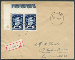 Affr. ARMOIRIES Liège (paire Du 3Fr50 Cdf) Obl. Sc HEVERLEE Sur Lettre Recommandée Du 29-1-1946 Vers Bâle (Suisse) - 152 - Brieven En Documenten