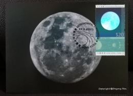 Astronomical Phenomena Lunar Eclipse Maximum Card 2015 Hong Kong From Stamp Sheetlet S/S Type G - Maximumkarten