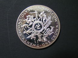 ISLE OF MAN 1 Crown 1980 Olympics Moscow Option 1A Iarge Coin UNC. - Île De  Man