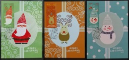 Christmas Stamps Maximum Card Set 2014 Santa Claus, Reindeer, Snowman, Hong Kong Type A (3 Cards) - Maximumkarten