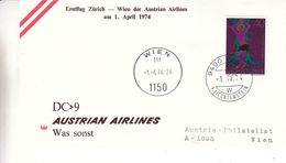 Liechtenstein - Lettre De 1974 - Oblit Vaduz - 1er Vol Zürich Wien - - Briefe U. Dokumente