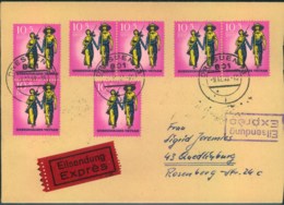 1969, "Unbesiegbares Vietnam", Tolle MeF Von 7 Marken Auf Eilbrief Ab DRESDEN - Storia Postale