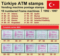 Türkiye Türkei Frama ATM 2.1 - 2.10 / Komplett Alle 10 Automaten-Nummern / MNH / Automatenmarken - Automaten