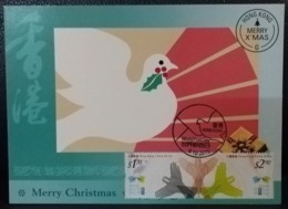 World Post Day Pigeon Peace Hope Hands Hong Kong Maximum Card MC 2015 Type B - Maximumkaarten
