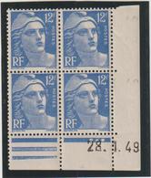 N°812 Bloc De 4 Coin Daté ** - 1945-54 Marianne De Gandon