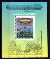 RC 16174 COMORES BLOC ZEPPELIN ET TRAIN LOCOMOTIVE DENTELÉ NEUF ** TB - MNH VF - Komoren (1975-...)