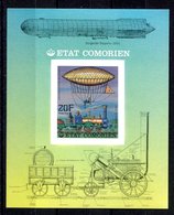 RC 16176 COMORES BLOC ZEPPELIN ET TRAIN LOCOMOTIVE NON DENTELÉ NEUF ** TB - MNH VF - Comoros