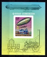 RC 16178 COMORES BLOC ZEPPELIN ET TRAIN LOCOMOTIVE NON DENTELÉ NEUF ** TB - MNH VF - Comoros