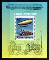 RC 16180 COMORES BLOC ZEPPELIN ET TRAIN LOCOMOTIVE DENTELÉ NEUF ** TB - MNH VF - Komoren (1975-...)