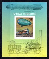 RC 16182 COMORES BLOC ZEPPELIN ET TRAIN LOCOMOTIVE NON DENTELÉ NEUF ** TB - MNH VF - Isole Comore (1975-...)