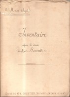 77 - VILLENOY - Inventaire Après Décès De Madame BOURETTE (née GERMAIN) - 21 Mars 1890 - Maître COURTIER Notaire à Meaux - Villenoy