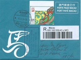 MACAU 2014 LUNAR YEAR OF THE HORSE GREETING CARD & POSTAGE PAID COVER WITH DRAGON S\S STAMP - Interi Postali