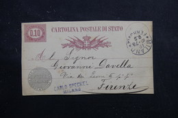 ITALIE - Entier Postal De Milano Pour Firenze En 1878 - L 56075 - Postwaardestukken