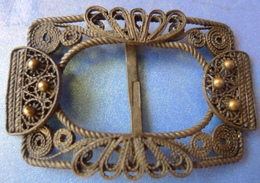 Antique Accessories Soviet USSR Latvia Filigree Belt BUCKLE Collectibles Marked - Belts & Buckles