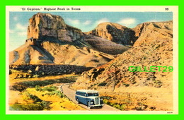 EL PASO, TX - " EL CAPITAN " HIGHEST PEAK IN TEXAS - ANIMATED WITH A BUS - PUB. BY SANDOVAL NEWS SERVICE - - El Paso