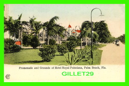 PALM BEACH, FL - PROMENADE AND GROUNDS OF HOTEL ROYAL POINCIANA - UNDIVIDED BACK - - Palm Beach