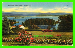 LAKE GEORGE, NY - DIAMOND ISLAND - TRAVEL IN 1952 - TICHNOR BROS INC - - Lake George