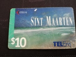 St MAARTEN $10,- ST MAARTEN TEL EM Beach Itelsa  **481** - Antillas (Nerlandesas)