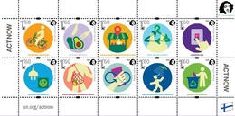 Finland. Peterspost. "Act Now", Joint-issue, Set Of 10 Stamps In Block - Ungebraucht