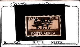 93453) ITALIA.- Trieste AMG-FTT-25LIRE- Democratica, Soprastampa Su Due Linee - POSTA AEREA - 1 Ottobre 1947  MNH** - Poste Aérienne
