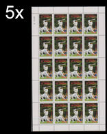 CV:€120  BULK:5x ST.VINCENT GRENADINES 1988 Cricket A. R. Boarde $1.50. COMPLETE SHEET (20 Stamps) - Cricket