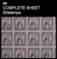 CUBA 1910 General Blk/violet 50c COMPLETE SHEET:50 Stamps - Ungebraucht