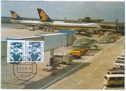 Germany Deutschland 1991 Maximum Card, Flughafen Frankfurt, Airport Aviation Plane Airplane Aircraft, Berlin - 1981-2000