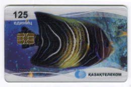 KAZAKHSTAN: KAZAKH TELECOM Phone Card W/chip TRANSPARENT Card BLACK FISH 125 Units - Peces