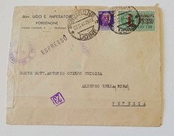 Busta Di Lettera Espresso Pordenone-Venezia - 27/05/1944 - Poste Exprèsse