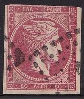 GREECE 1862-67 Large Hermes Head Consecutive Athens Prints 80 L Carmine Vl. 34 / H 22 B - Used Stamps