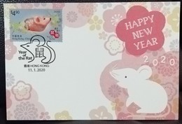 Year Of The Rat Maximum Card Hong Kong 2020 12 Chinese Zodiac Type A - Cartoline Maximum