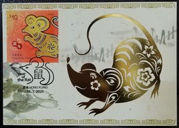 Year Of The Rat Maximum Card Hong Kong 2020 12 Chinese Zodiac Stamp From Special Stamp Sheetlet Type E - Cartoline Maximum