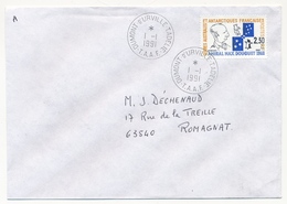 TAAF - Enveloppe Aff 2,30 Amiral Max Douguet Obl Dumont D'Urville T. Adélie - 1/1/1991 - Storia Postale