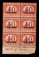 93482) ITALIA-Tientsin-BLOCCO DI 6 DEL 40 C. Segnatasse, Soprastampati Tientsin - 1917-MNH** - Tientsin