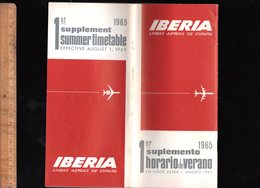 Horaires IBERIA Lineas Aereas De Espana AIRWAYS  Timetable 1965 Compagnie Aérienne Airline Airlines - Europa