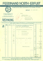 ERFURT Rechnung 1937 Deko " FerdinandNorth - Teigwarenfabrik Deutschlands älteste... " - Lebensmittel