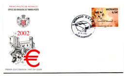 RC 16221 MONACO 2002 LEONARD DE VINCI FDC 1er JOUR TB - FDC