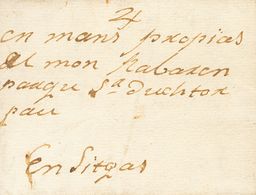 1839. REUS A BARCELONA. Circulada Fuera De Valija Con Indicación Manuscrita "Con El Patrón Juan Guinart". MAGNIFICA Y RA - Other & Unclassified